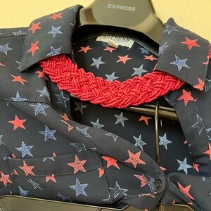 Red braided necklace- complete your Americana or nautical look